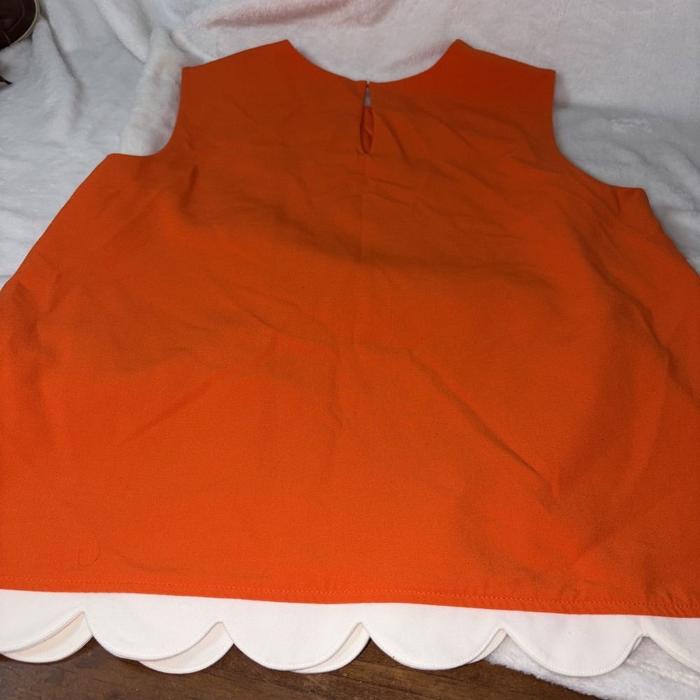 Victoria Beckham Target Women's Orange Drop Waist Scallop Trim Blouse Large Chic - Picture 6 of 8